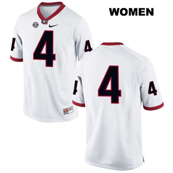 Georgia Bulldogs Women's Mason Wood #4 NCAA No Name Authentic White Nike Stitched College Football Jersey GKB4656UY